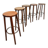 Vintage French wooden bar stools 1970s