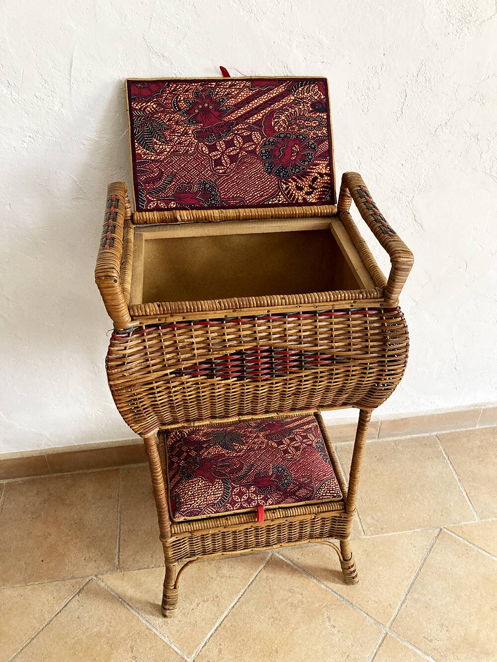 Rattan and textile worker, 2 chests, 1960s