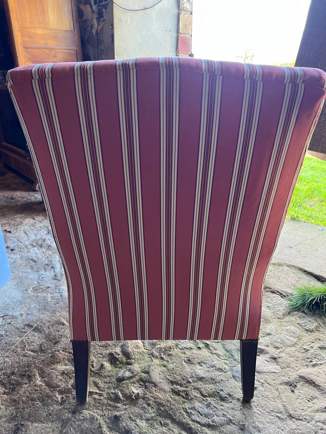 Striped fabric armchair, early 20th century