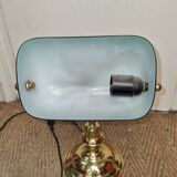 Green opaline banker lamp