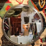 Hammered metal round mirror