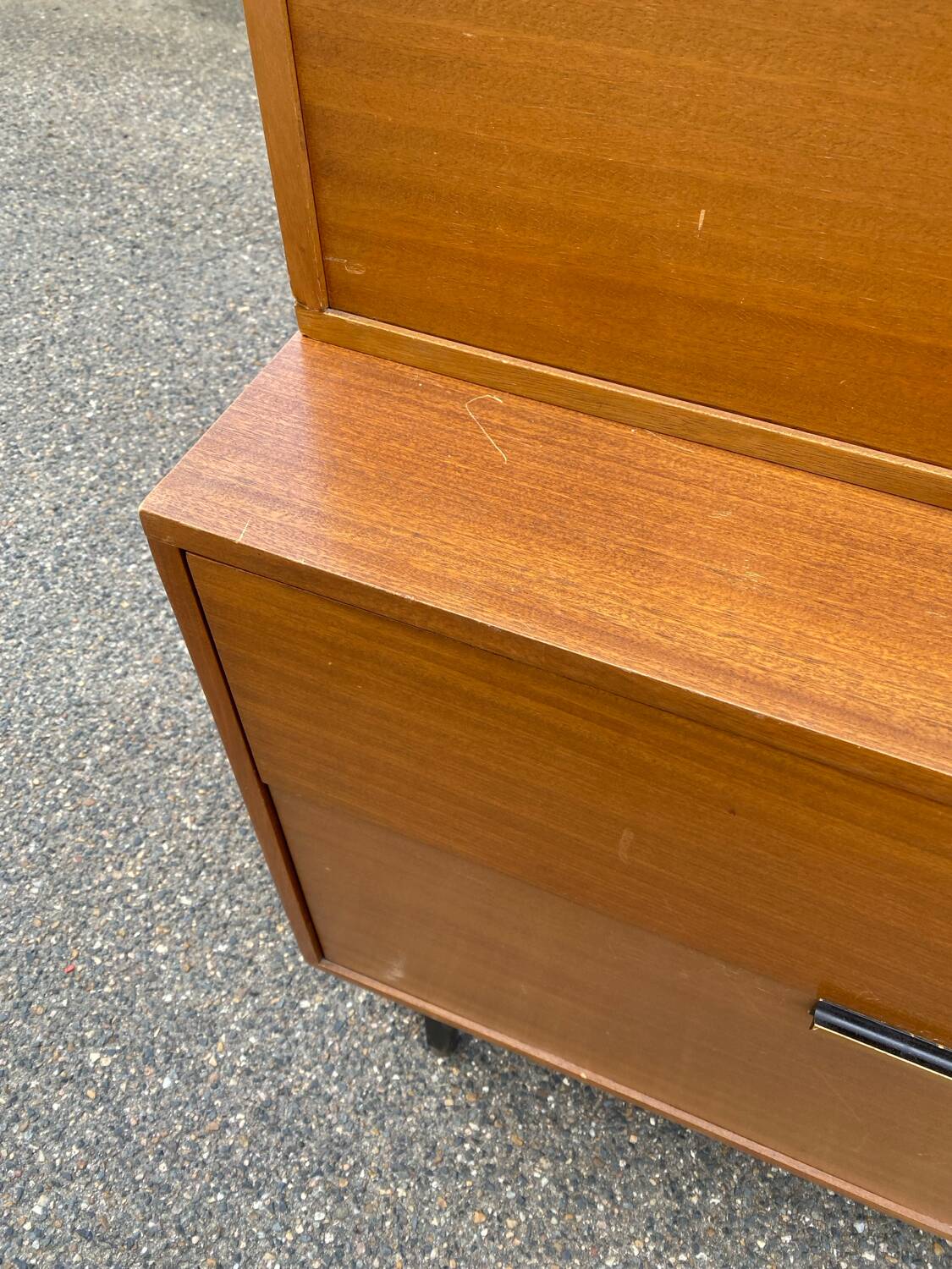 Vintage 1950s smoked glass secretary cabinet