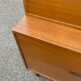 Vintage 1950s smoked glass secretary cabinet