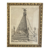 Gravure XIXe, cadre vitré Art Déco or