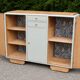 Renovated vintage buffet in Mado style – Celadon Libéron and natural wood – 13