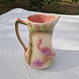 Antique Barbotine Pitcher from the Saint Clément Factory, Heron Decor