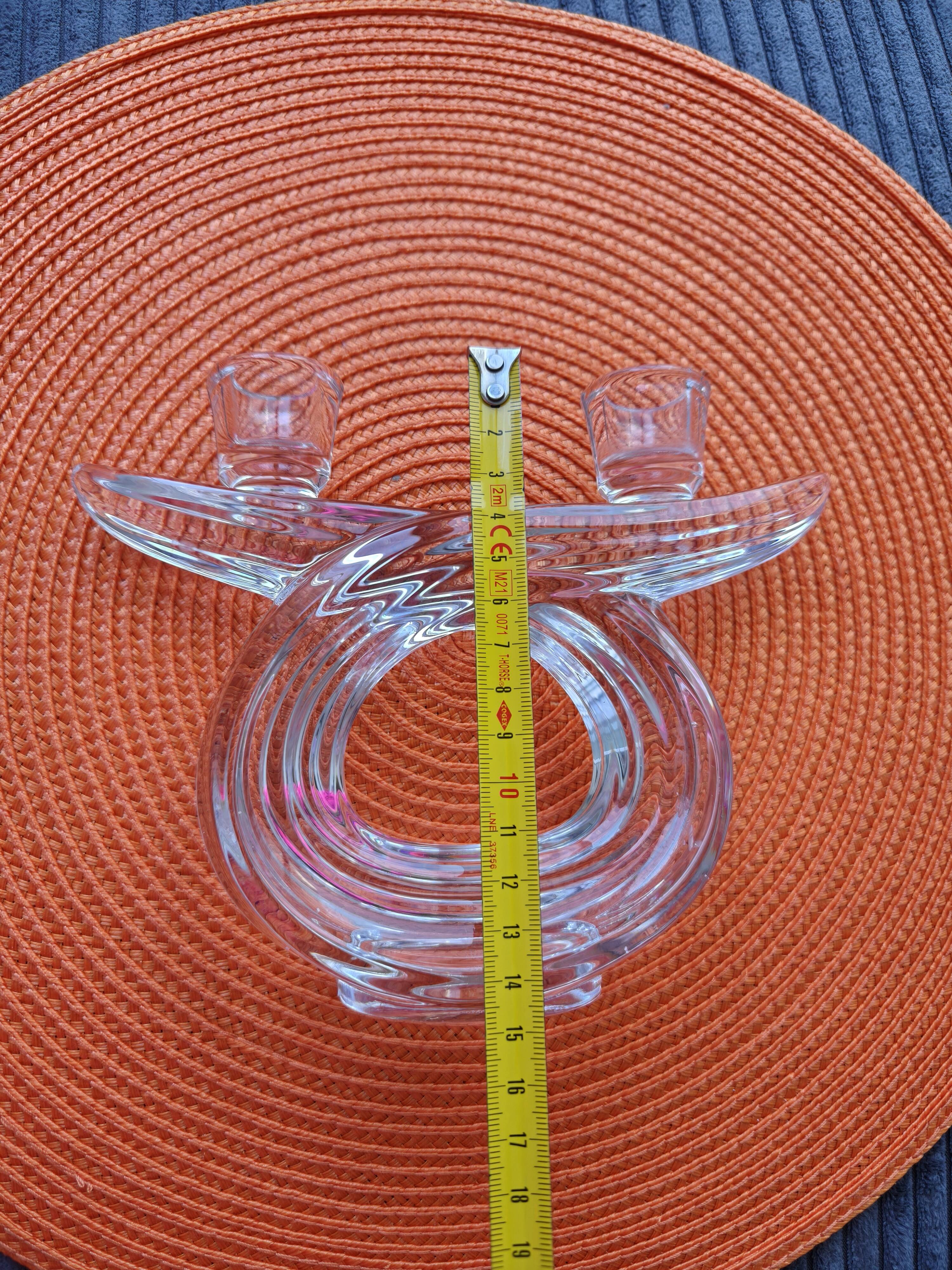 Pair of crystal candlesticks from France, Vannes, vintage 60s/70s.