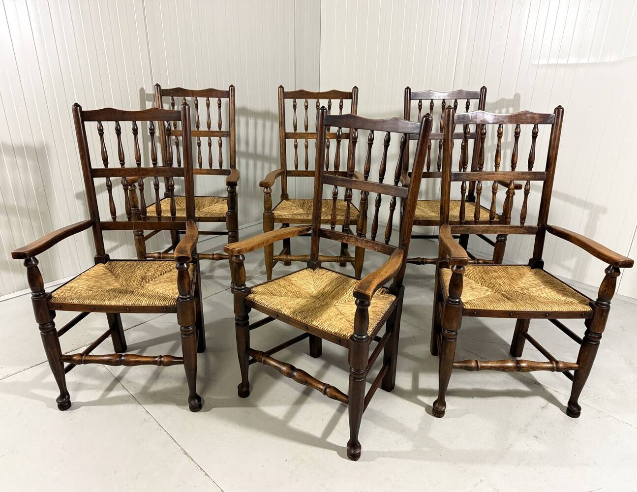 Lancashire spindleback dining arm chairs 1900's