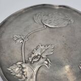 Pewter poppy plate. Art Nouveau
