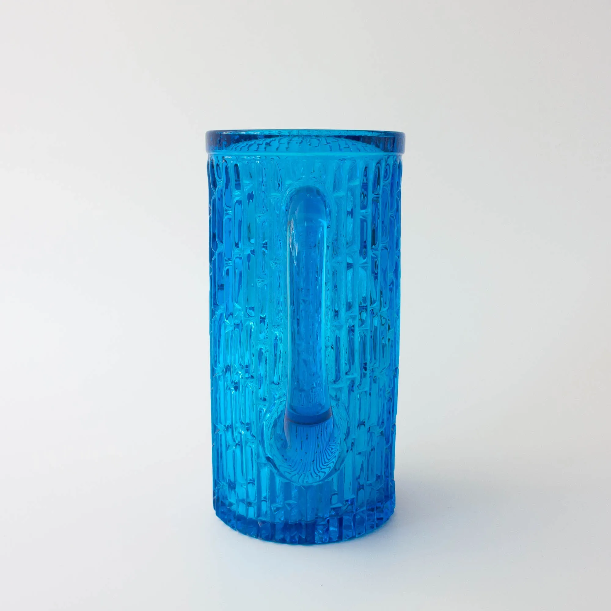 Vintage 1970s IVIMA Blue Glass Jug and Six-Glass Set