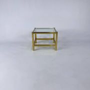 Hollywood Regency Brass and Glass Side Table, 1970s