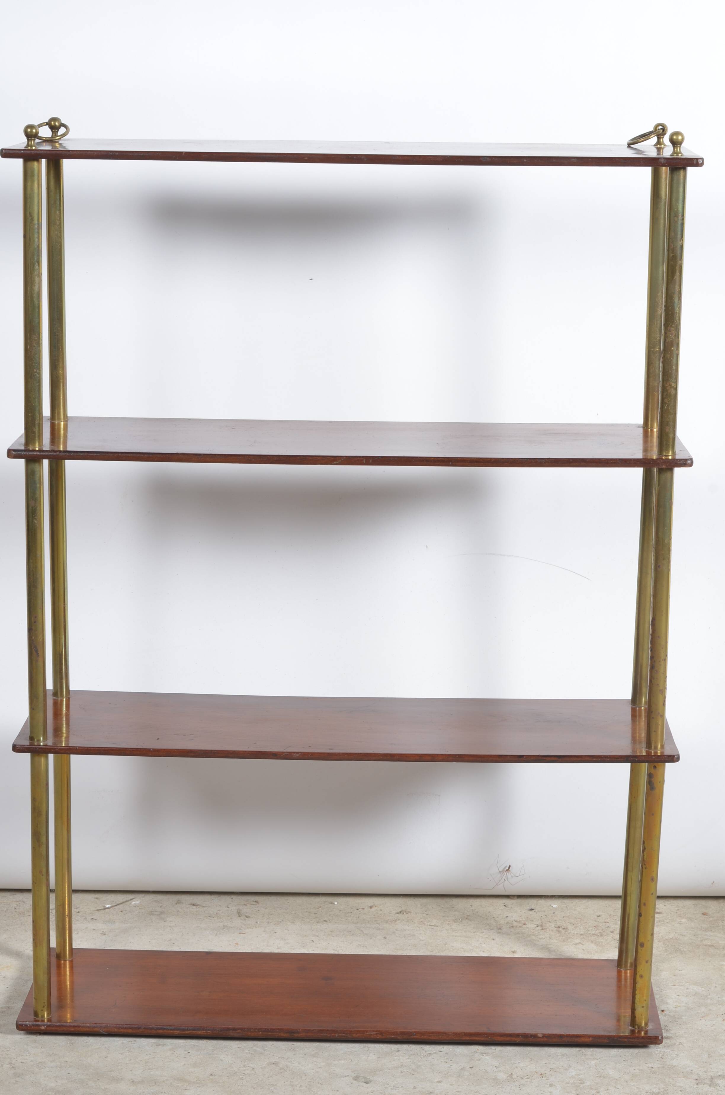 Etagère à poser en bois et laiton