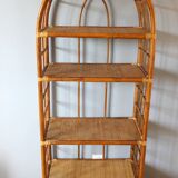 Shelves library 4 levels rattan and wicker vintage
