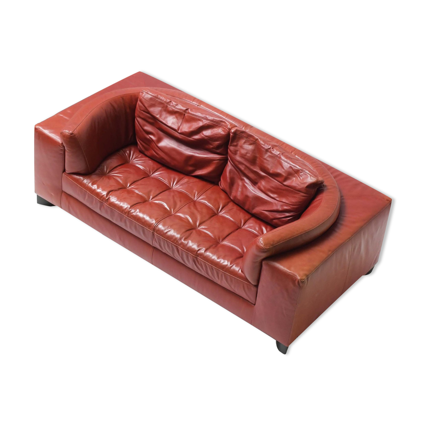 Vintage Osaka loveseat in oxblood leather by Natuzzi Italy