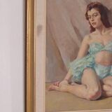 Huile sur toile originale française – « Portrait de femme » par Philippe de Rougemont – vintage et encadrée – 72,5 × 64 cm (28,5" × 25,2")