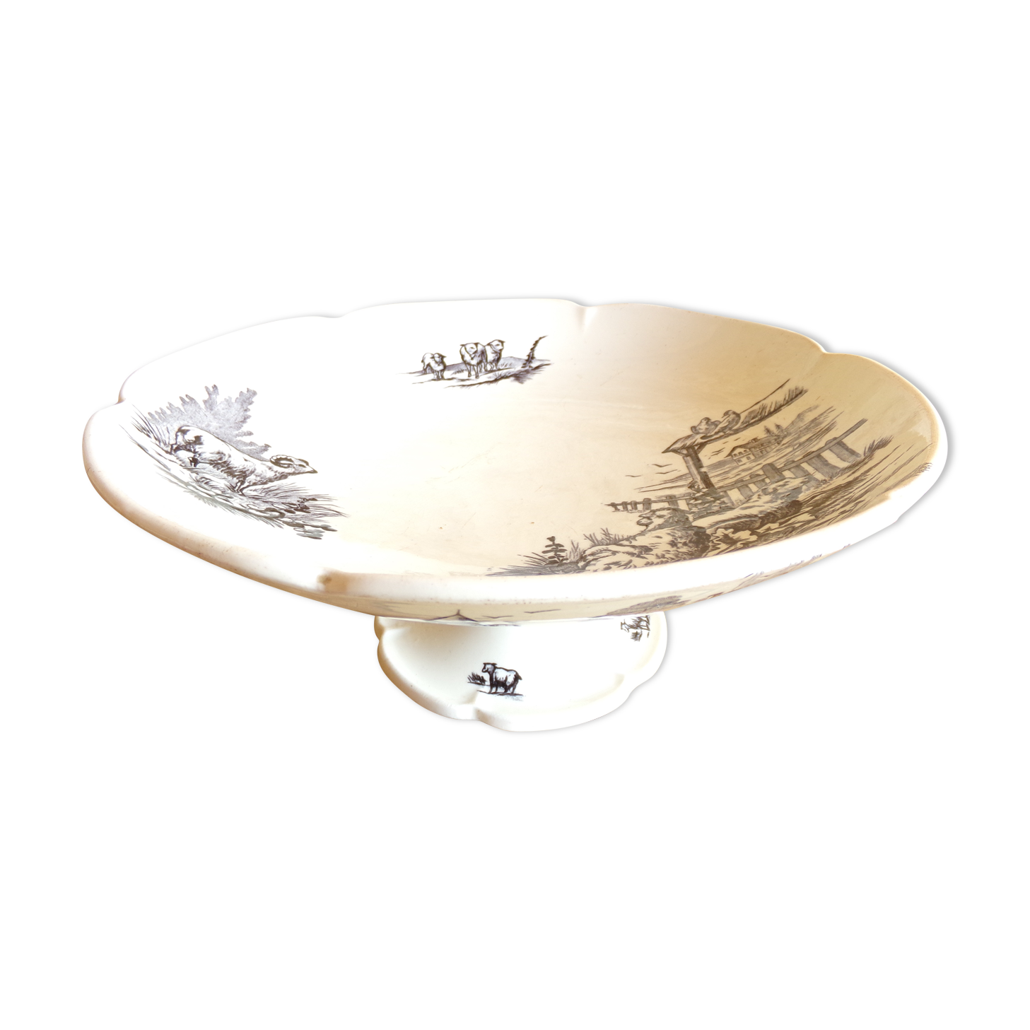 Antique compotier in rustic iron earth