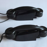 Streamline design bakelite intercom telephones by Aiea Antwerp, Belgium 1940s, set of 2.