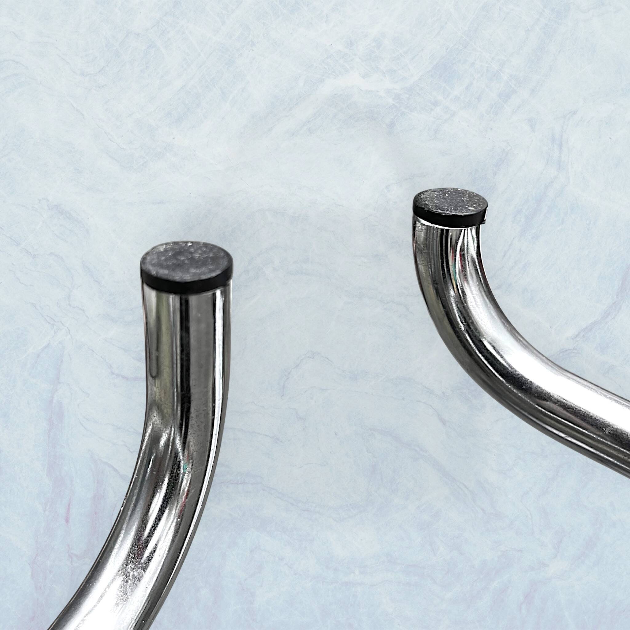 Vintage Brabantia stools in black faux leather and chrome metal – years