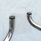 Vintage Brabantia stools in black faux leather and chrome metal – years