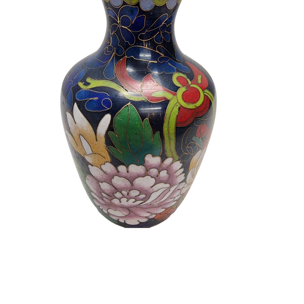 Cobalt Blue Cloisonné Vase, 1980s