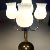 Vintage table lamp with 5 lights – frosted glass and gold metal