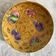 Large round Sarreguemines slip dish with fruit decoration