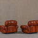 Fauteuils de club italiens vintage en simili cuir cognac, Italie années 1970, ensemble de 2