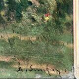 Adrien Jacques Sauzay (1841-1928) L’entrée du village - Huile Sur Panneau D’acajou