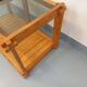 Vintage rectangular coffee table in pine and smoked glass from the 70s and 80s.
