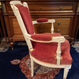 18th century Louis XVI red velvet cabriolet armchair