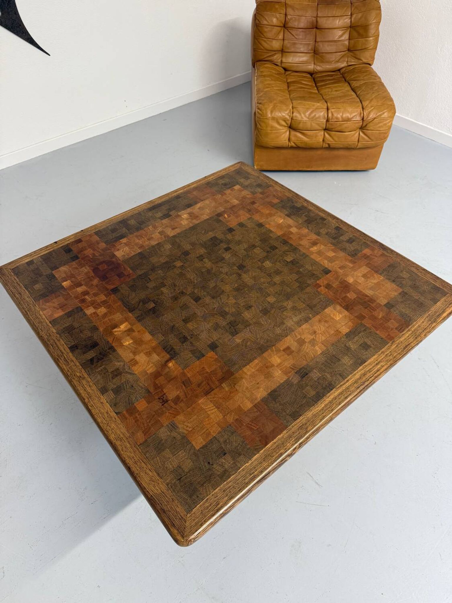 Scandinavian design marquetry wood coffee table by rolf middel and lindum