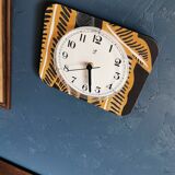 Silent rectangular vintage wall pendulum clock "Jaz ochre gray"