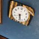 Silent rectangular vintage wall pendulum clock "Jaz ochre gray"