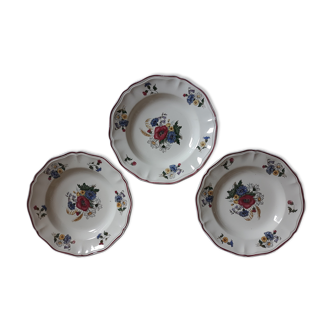 Set of 3 plates Sarreguemines "rustic" flowers of the field