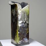 Grand vase Raku d'art pièce unique vintage signé