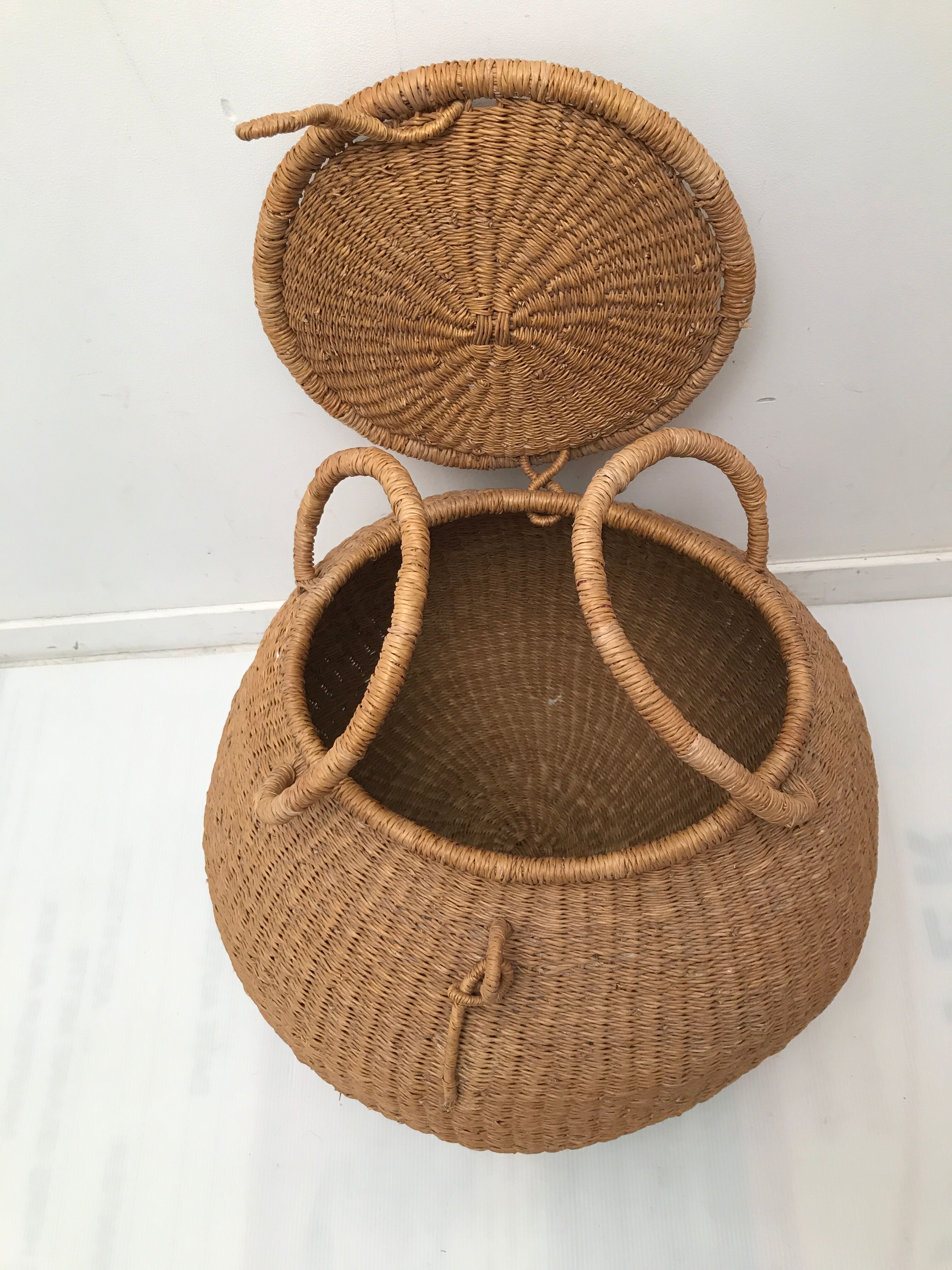 Vintage old wicker basket basket