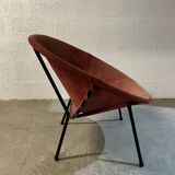 Paire de fauteuils vintage ballon en daim