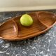Compartmentalized wooden serving dish