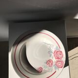 8 vintage Avranches earthenware plates decorated with roses