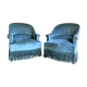Pair of blue velvet toad armchairs