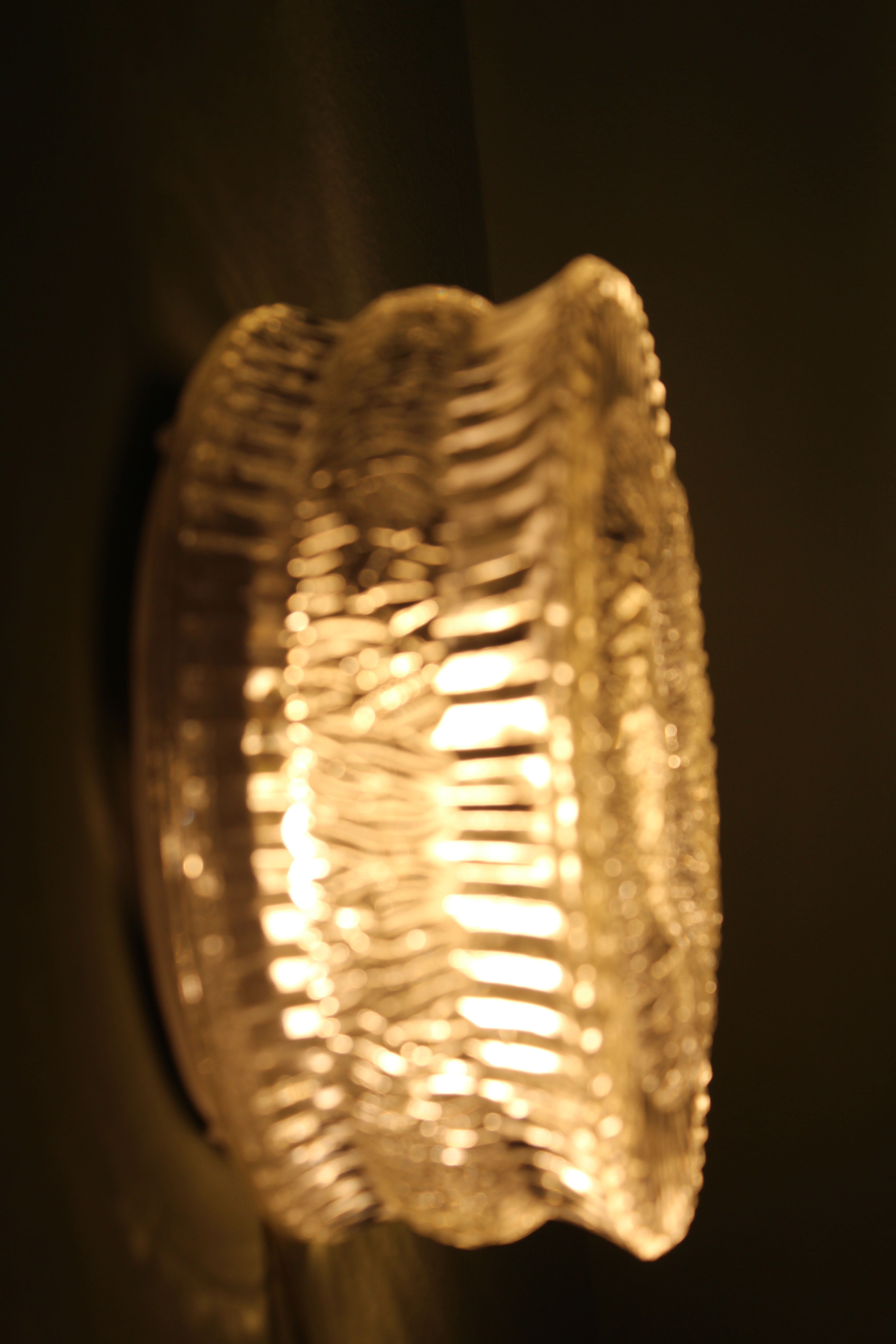 Vintage glass ceiling or wall lamp, Italy, 1960s