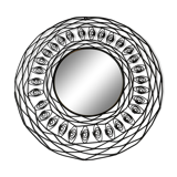 Black metal round mirror - 43cm