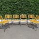 6 yellow and stackable armchairs, scoubidou by Dupré Perrin