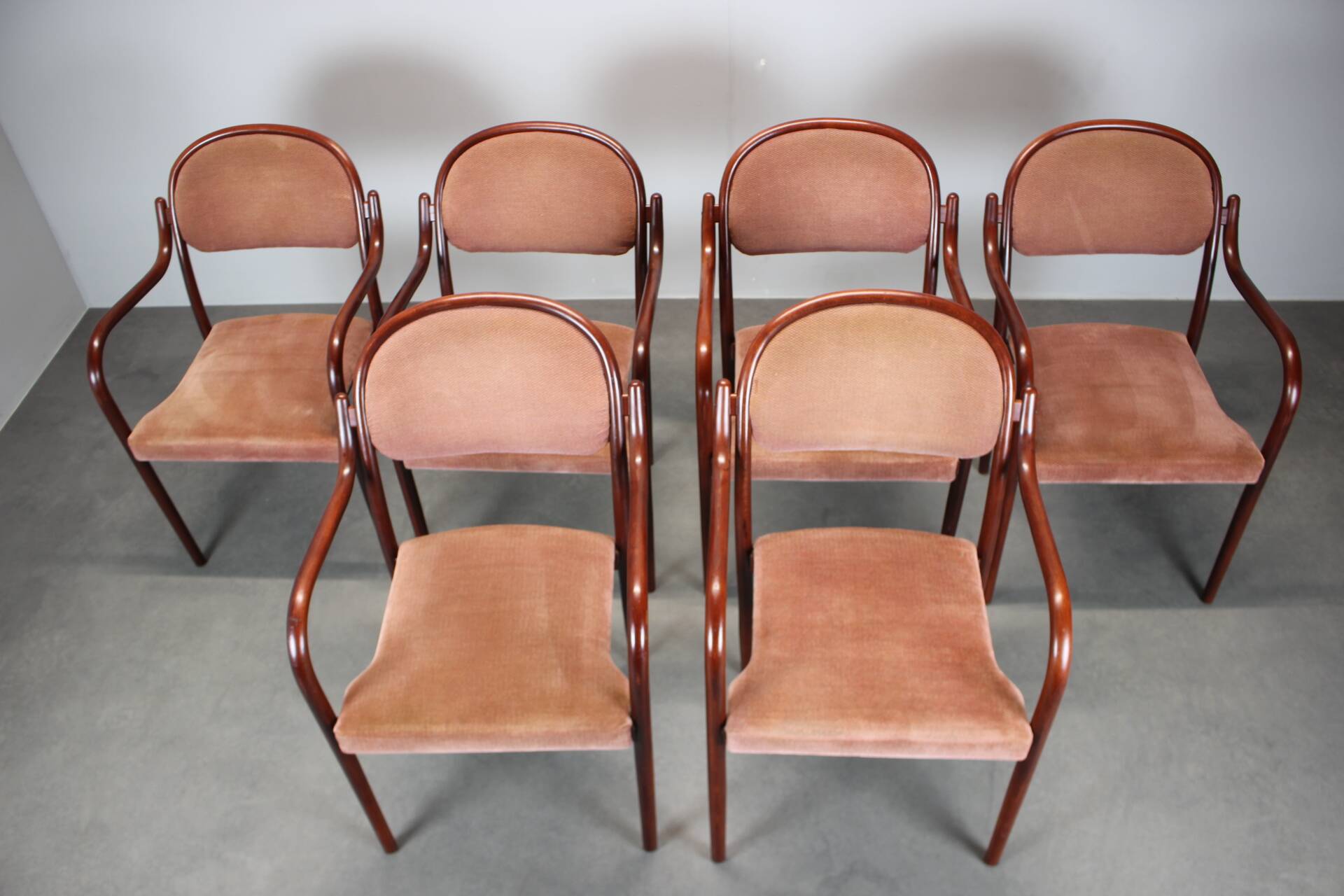 Set of six Thonet armchairs in bent wood, Vienna, Austria, 1991