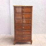 Louis XV style chest of drawers in precious wood veneer.