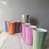 8 coloured cups in earthenware