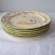 6 dinner plates with Moustiers de Longchamp decor. 1985
