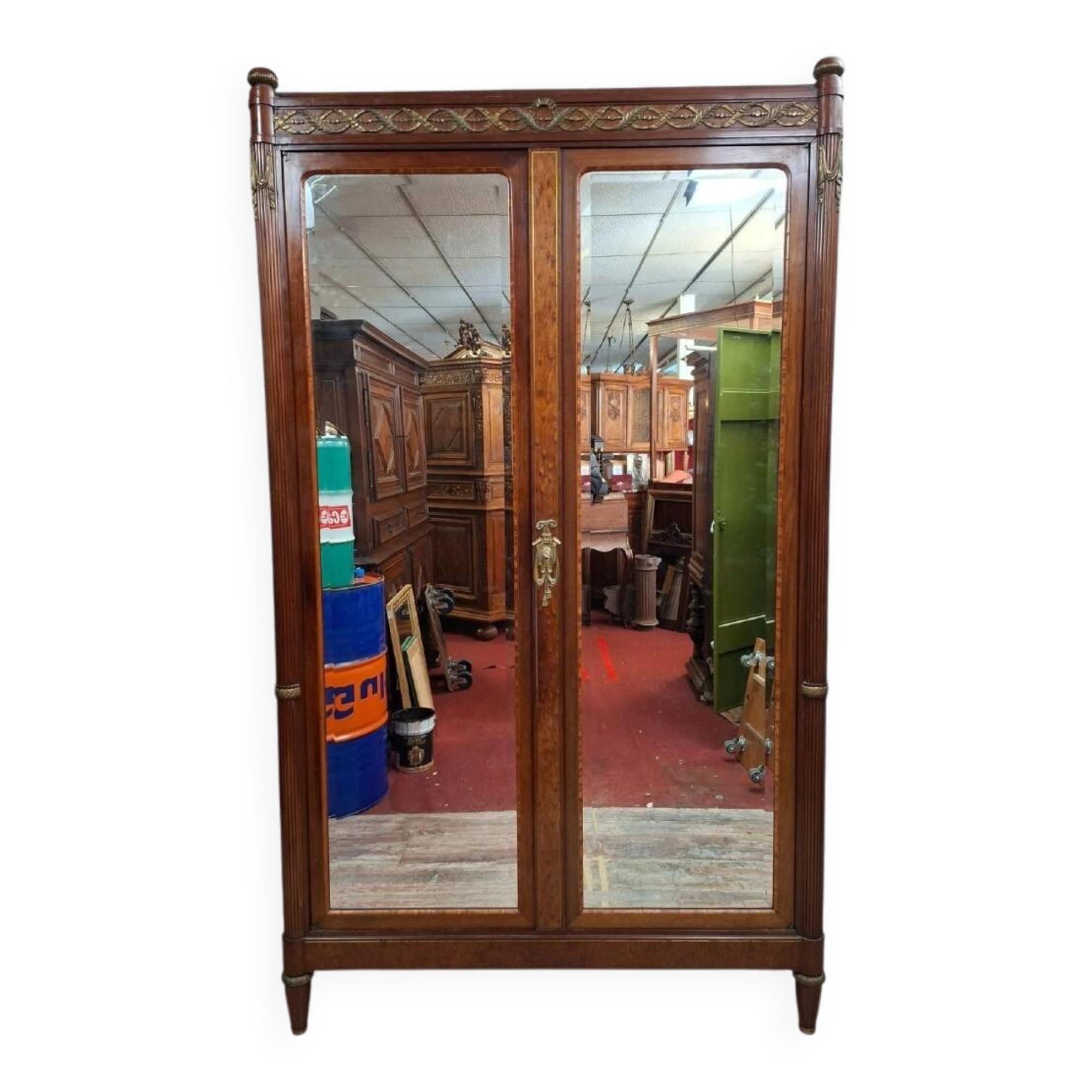 Mahogany and veneer wardrobe – Louis XVI style – Late 19th century