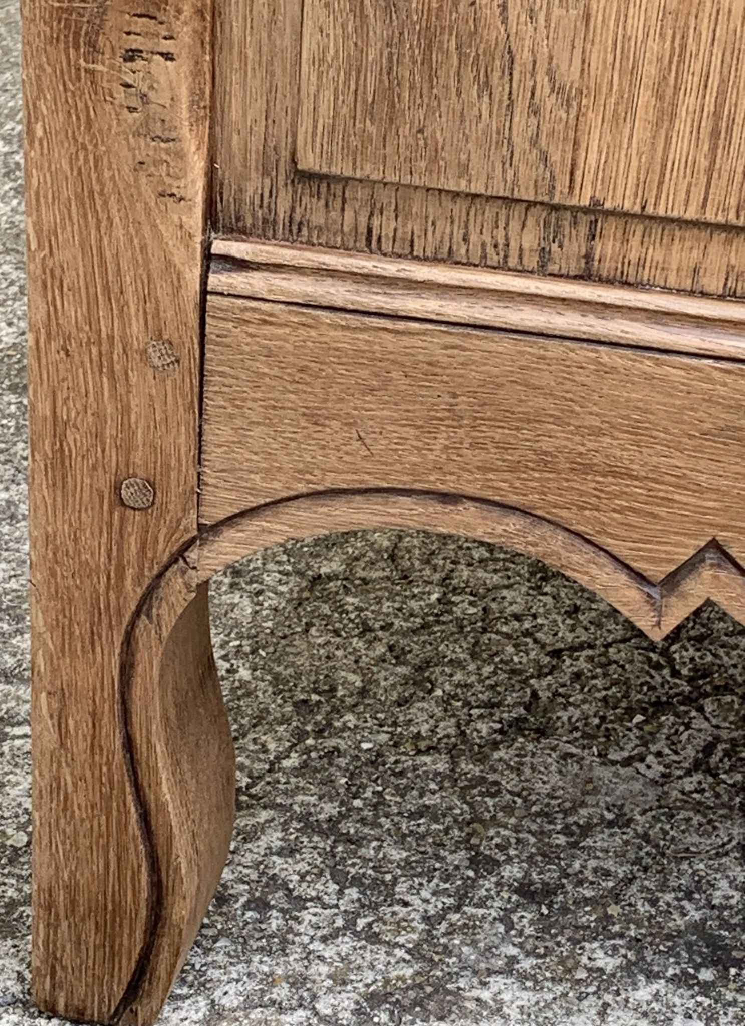 Louis XV style chest of drawers, solid raw oak, 1920.