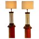Pair of Monumental Floor Lamps in Plexiglass and Bronze, Italy, 1970s